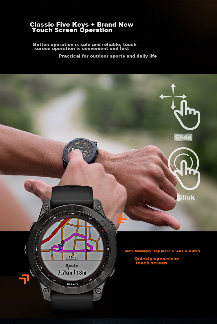 GARMIN Fenix7 Flagship Solar-Powered Heart Rate And Blood Oxygen Smartwatch for Running, Cycling, And Outdoor Sports, DLC Carbon Black 8