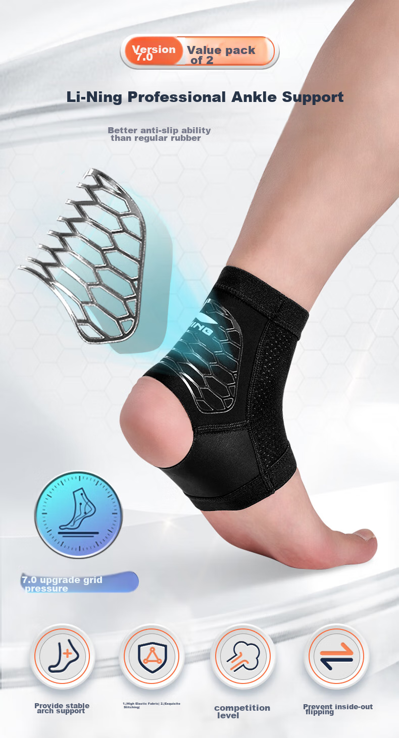 Li-Ning Ankle Brace, Sprain Protection Sleeve, Post-Injury Stabilization for Wrist And Ankle Joints, Basketball Sports Strain Support, Lightweight And Thi 2