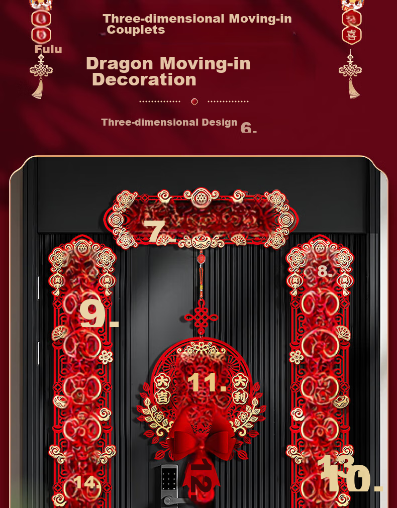Ounizi Housewarming Magnetic Couplets, Moving Celebration, Housewarming Ceremony Decoration, Essential Items for Moving to A New Home, Complete Set of Decorations 3