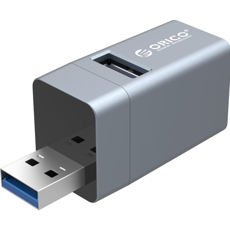 ORICO USB Hub Splitter, MINI HUB with One-To Expansion Dock Adapter, Laptop Direct Plug-In Hub, Multi-Port USB Hub, Gray
