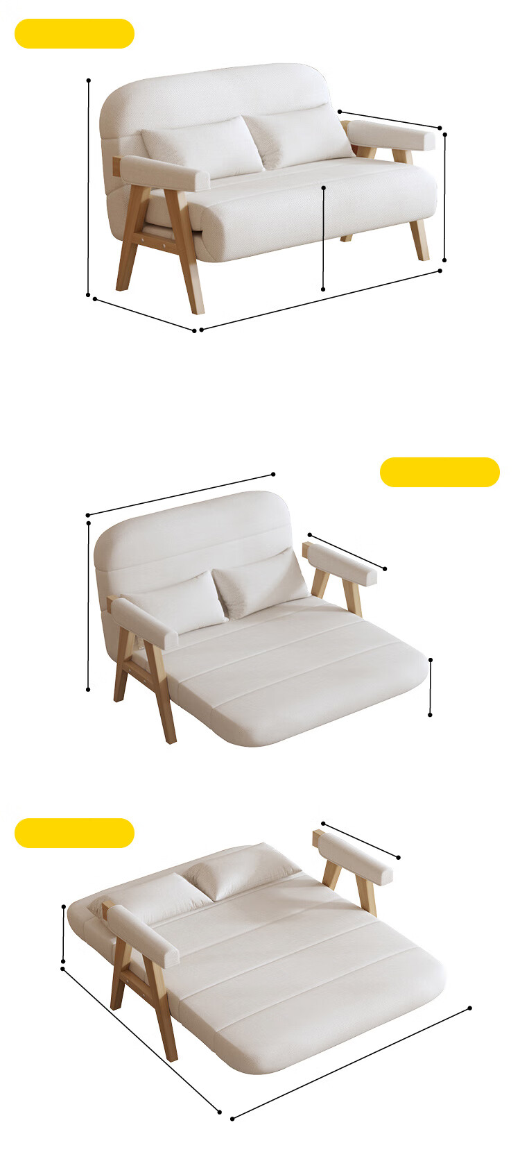 Churong Sofa for Living Room, 2026 New Modern Minimalist Foldable Sofa Bed, Dual-Purpose for Rental Apartments And Small Spaces 13