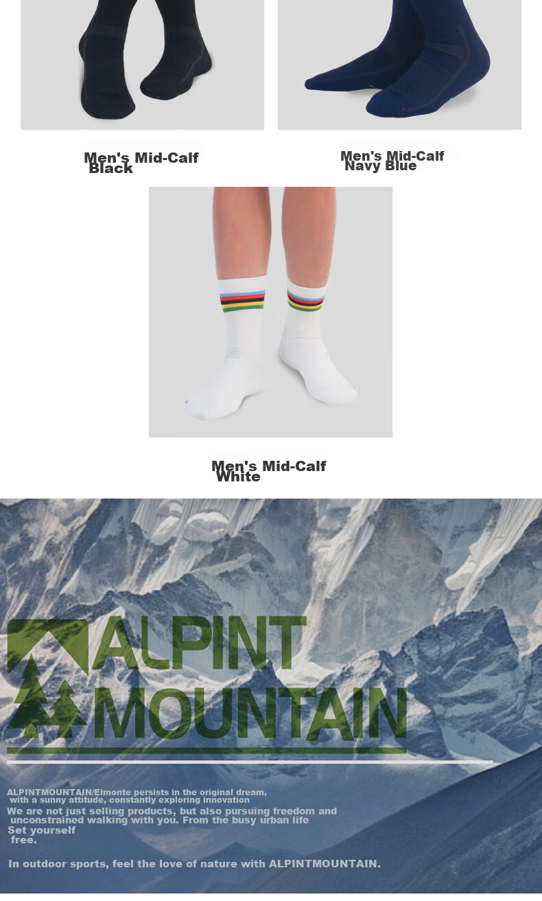 ALPINT MOUNTAIN Professional Mid-Calf Cycling Socks for Men, Sports Socks, Hiking Socks, Running Socks, Basketball Socks, Breathable 11