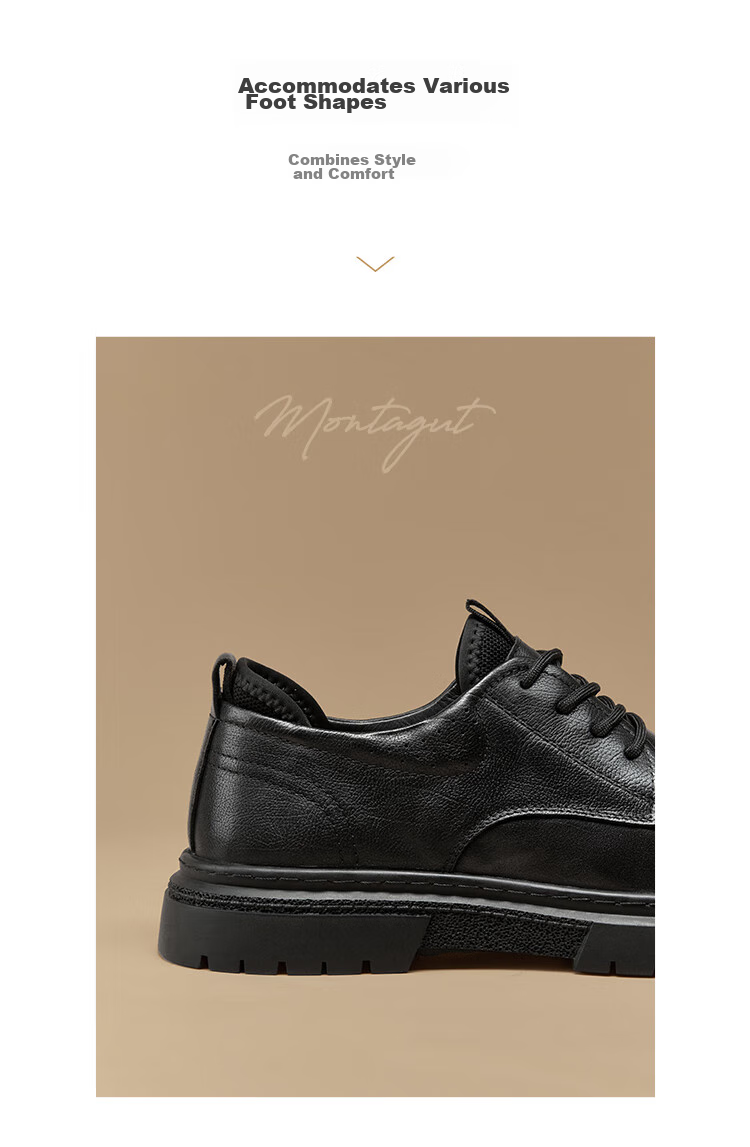 MONTAGUT Men's Shoes, 2026 British Style Spring New Light Luxury Business Formal Dress Men's Suit Lace-Up Casual Shoes, Heightening Shoes for Me 10