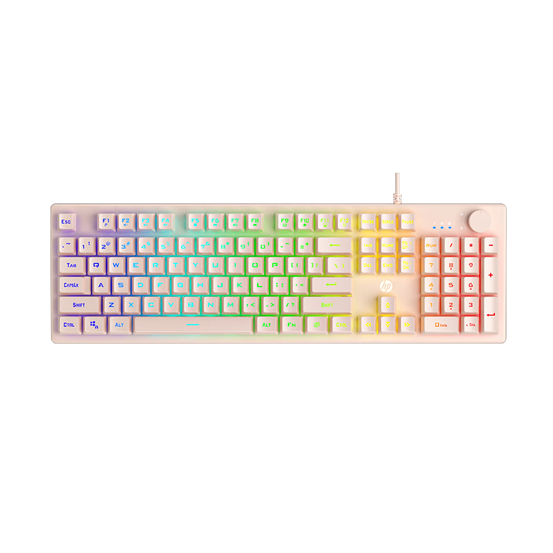 HP K500Y Mechanical Feel Keyboard Punk Steam Retro Wired Gaming Dedicated PUBG Laptop E-Sports LOL Office Keyboard, Milk Tea Color Square Cap Knob