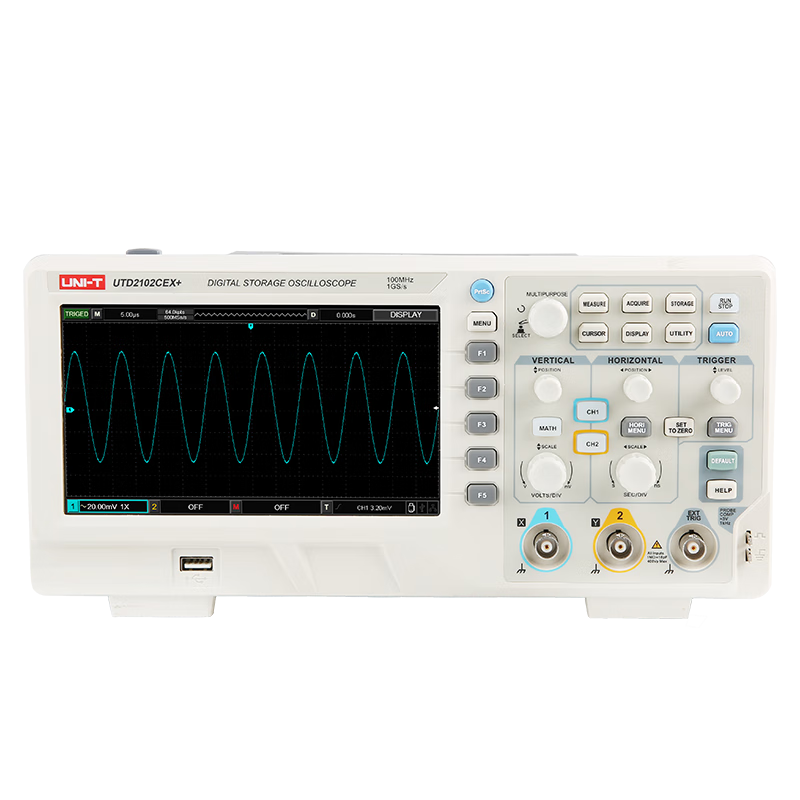 UNI-T UTD2102CEX+, Dual-Channel Digital Oscilloscope, 100MHz Bandwidth, 1GSa/s Sampling Rate, Digital Storage Oscilloscope