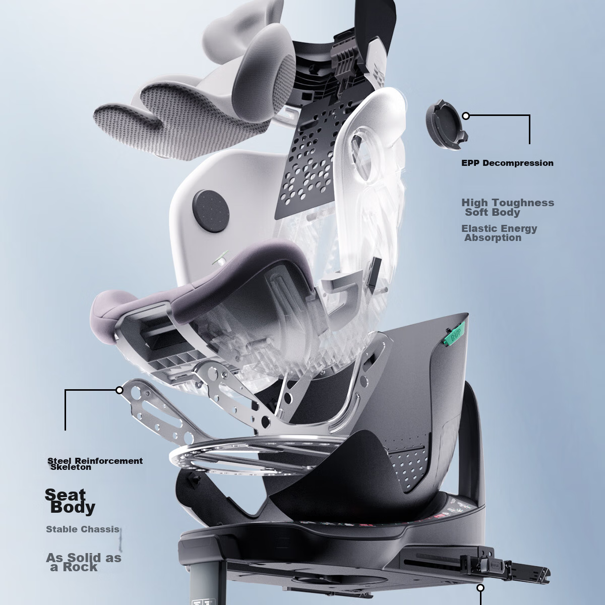 Babyfirst Lingyue Pro Infant and Child Safety Car Seat 0-7 Years i-Size Polar Gray New Regulation 23