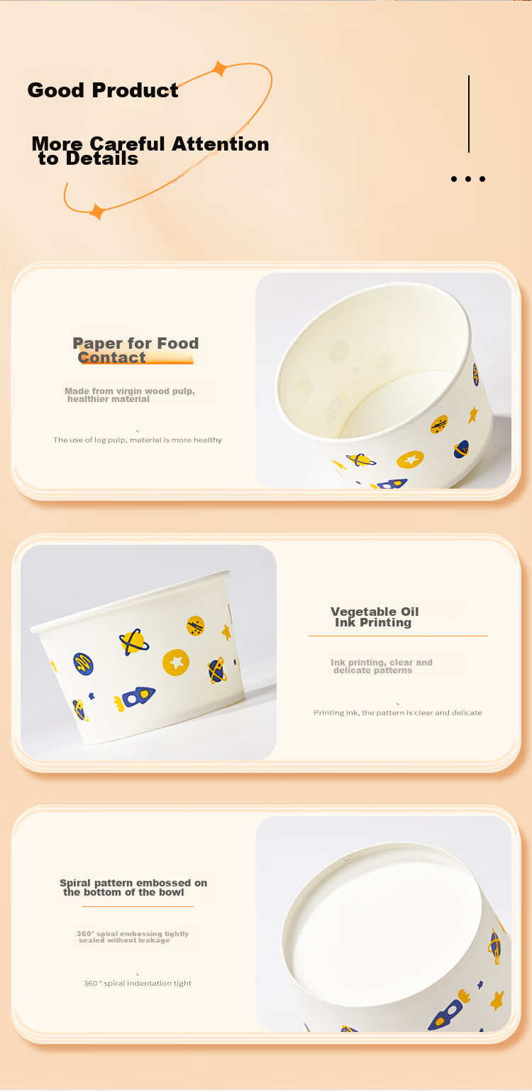 SHUANG YU Disposable Bowls, Thick Paper Bowls, 475ml*40 Pieces, Food-Grade Lunch Boxes, Picnic Boxes, Soup Bowls, Takeout Boxes 10