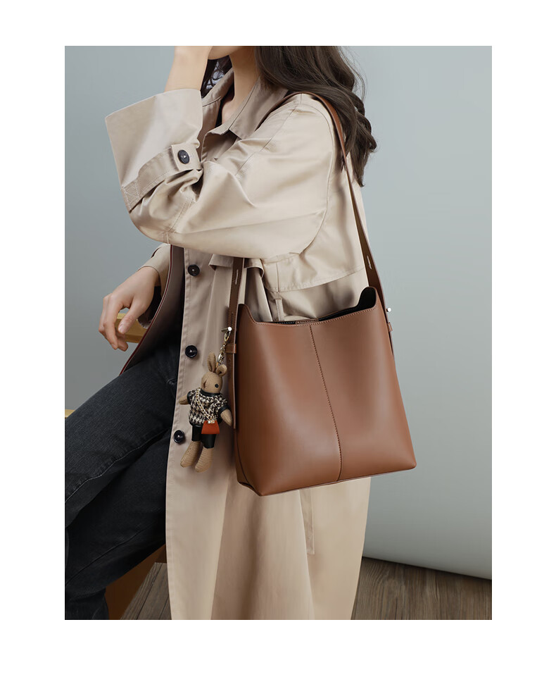 Viney Leather Handbag, Large Capacity Bucket Bag for Women, Light Luxury Shoulder Crossbody Bag, Practical Birthday And Mother's Day Gift for Mom 17