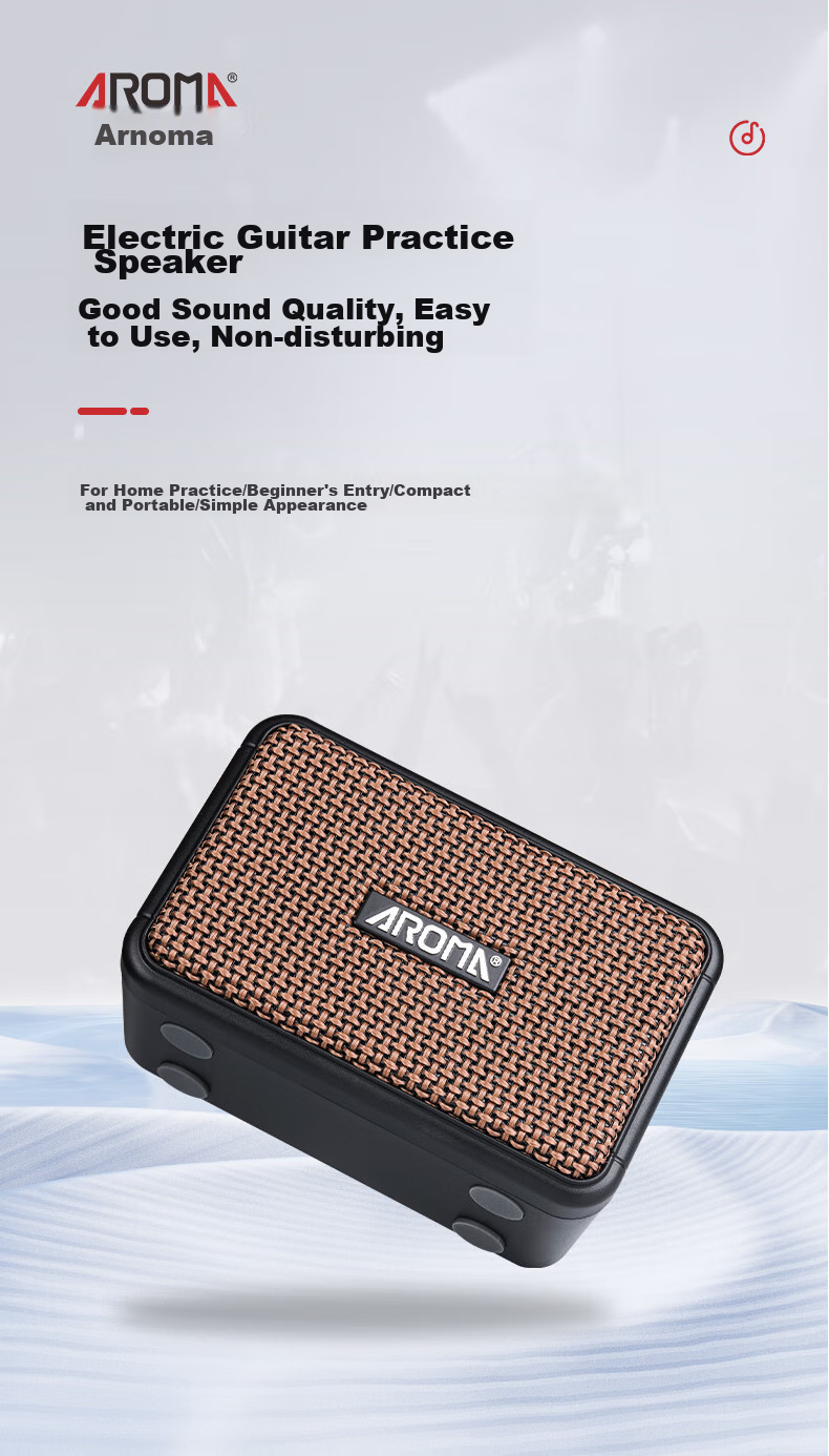 AROMA Electric Guitar Mini Speaker, Bluetooth Rechargeable Outdoor Portable Musical Instrument Smart Speaker AG-04 1