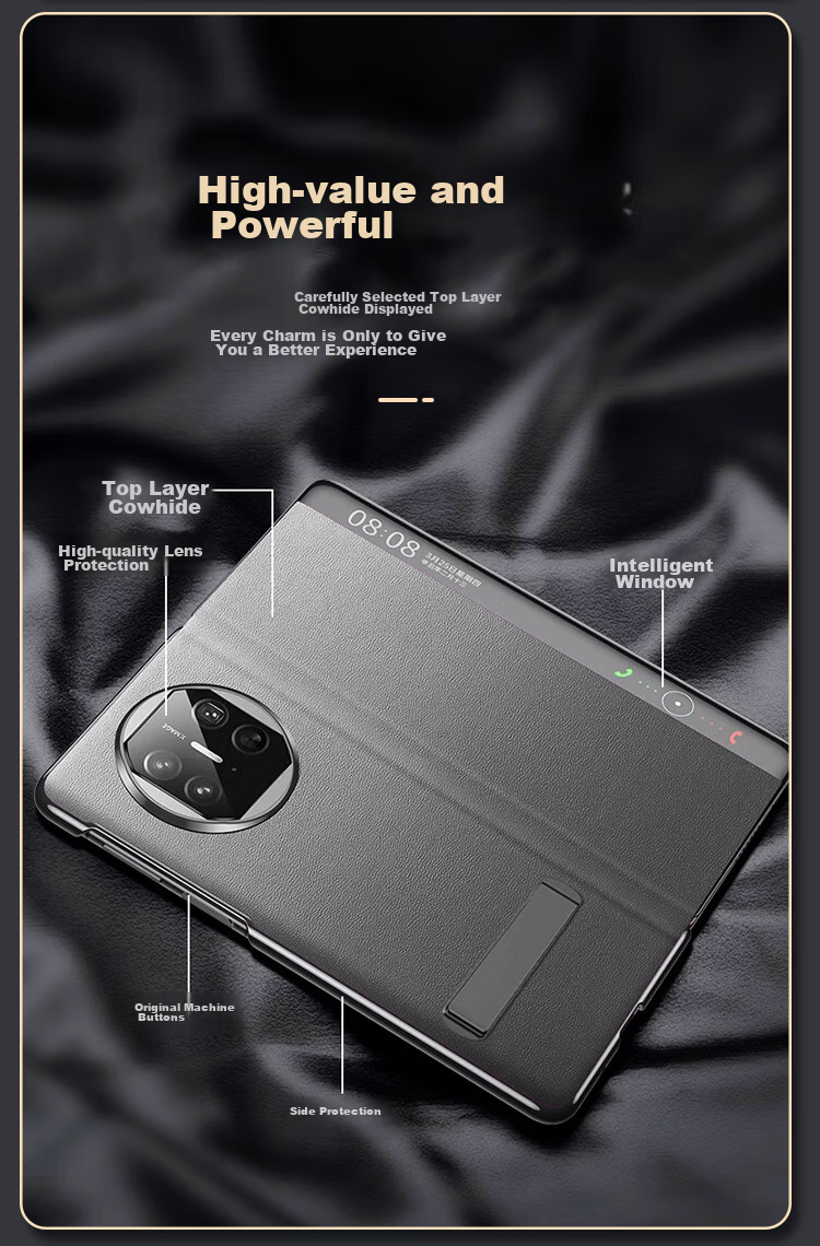 KOOLIFE Genuine Leather Case for Huawei Mate X5, Classic Edition Protective Cover, Full Protection Shockproof Huawei Foldable Screen Case with Flip Smart View Window, High-End Design for Men And Wome 12