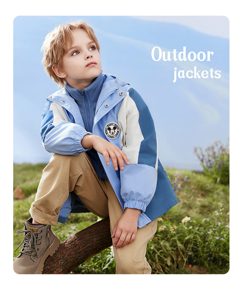 Disney Children's Windbreaker Jacket for Boys, Autumn Stylish Three-In Windproof Coat, Big Kids' Clothing S020 Blue 120cm 4