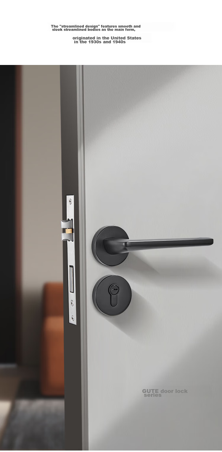GUTE Door Lock, Interior Home Use, Bedroom Door Handle, Quiet Noise Reduction, Separate Lock, Matte Black 2