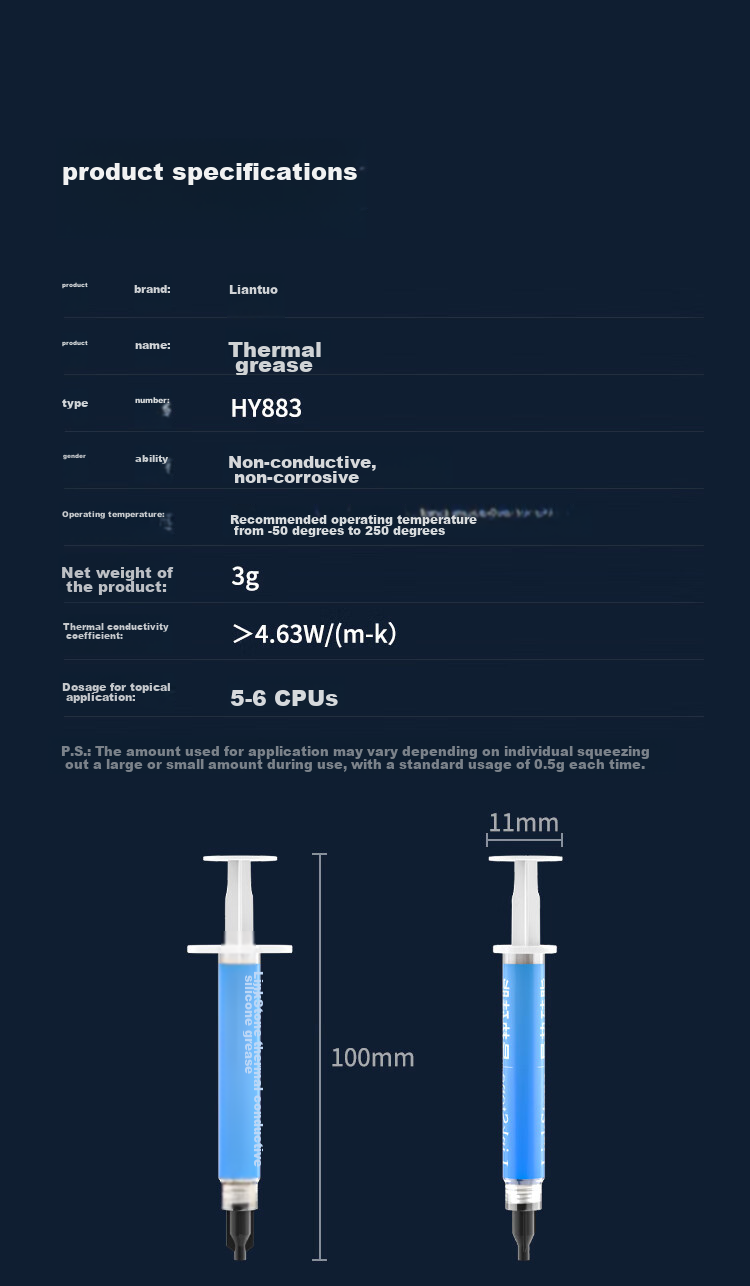 Liantuo Thermal Grease GPU CPU Heat Dissipation Silicone Thermal Paste (Thermal Grease / CPU Heat Sink Paste / 2g / Thermal Conductivity 15.6 / Laptop Thermal Paste) 10