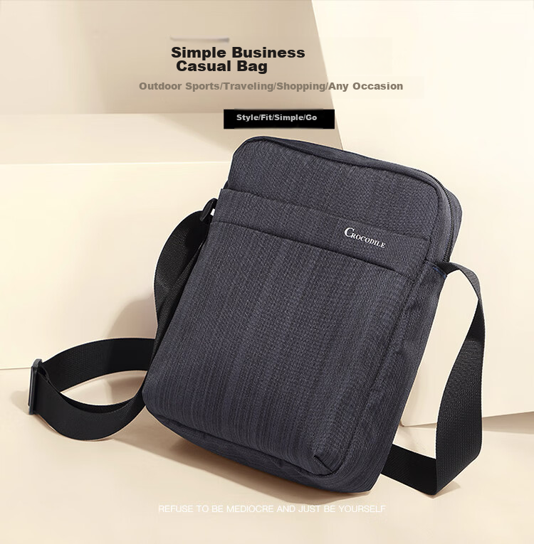 CROCODILE Men's Fabric Bag, Sports Casual Shoulder Bag, Simple Trendy Crossbody Vertical Style Bag, Gift B2002, Royal Blue 3