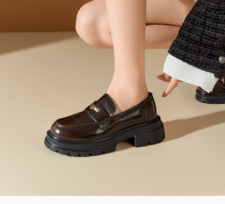 Dusto Thick-Soled Loafers for Women, 2026 New Spring Collection, British Style Versatile Black Leather Shoes, Commuter Flats 5