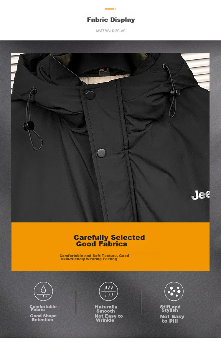 JEEP Men's down Jacket, Winter Warm Casual Workwear Coat, Trendy Menswear, Army Green, 2XL 3