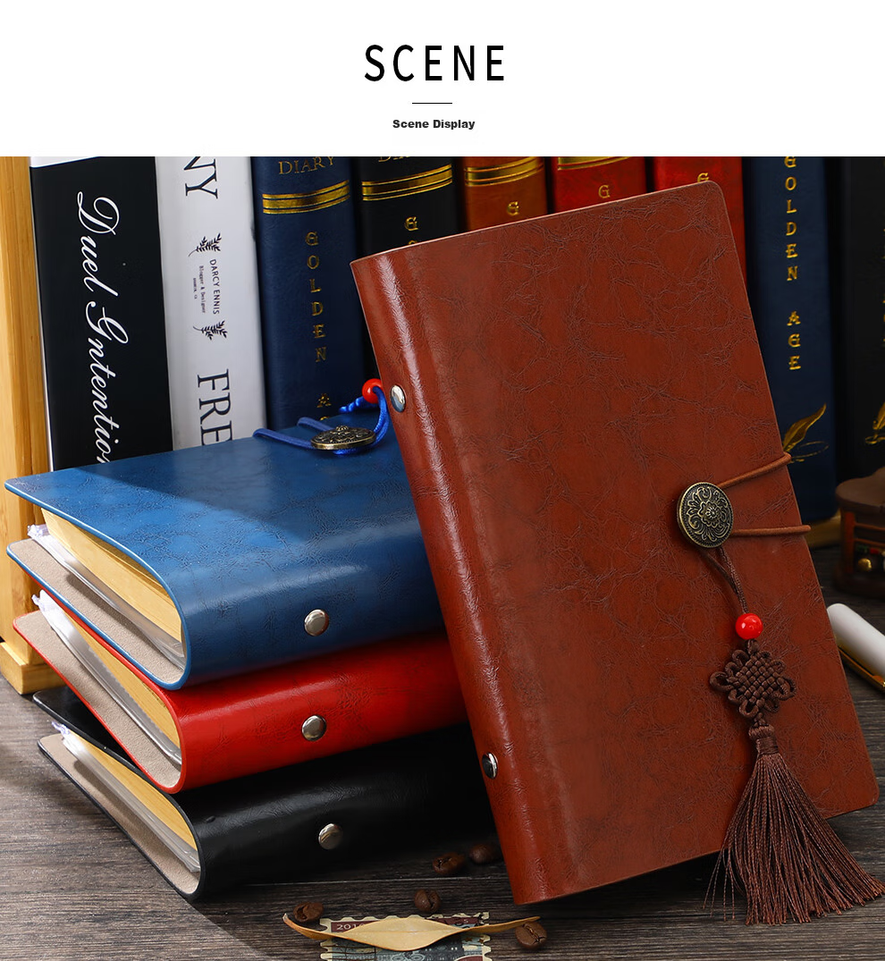 Longe A6 Planner Notebook with Strap, Portable Diary, DIY Journal, Vintage Travel Planner, Stationery Gift Box Set, Customizable, Red, Souvenir 8