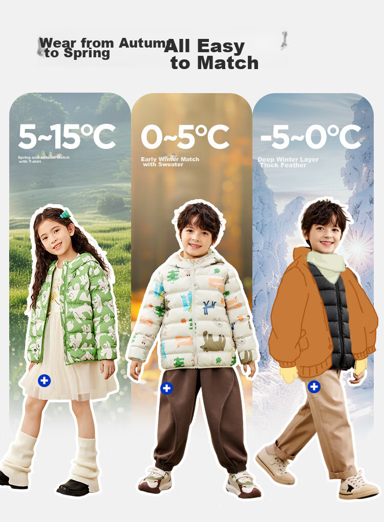 Minibala Unisex Kids Lightweight Warm Ribbed Down Jacket 2025 Autumn Winter New Arrival, Water-Resistant 9