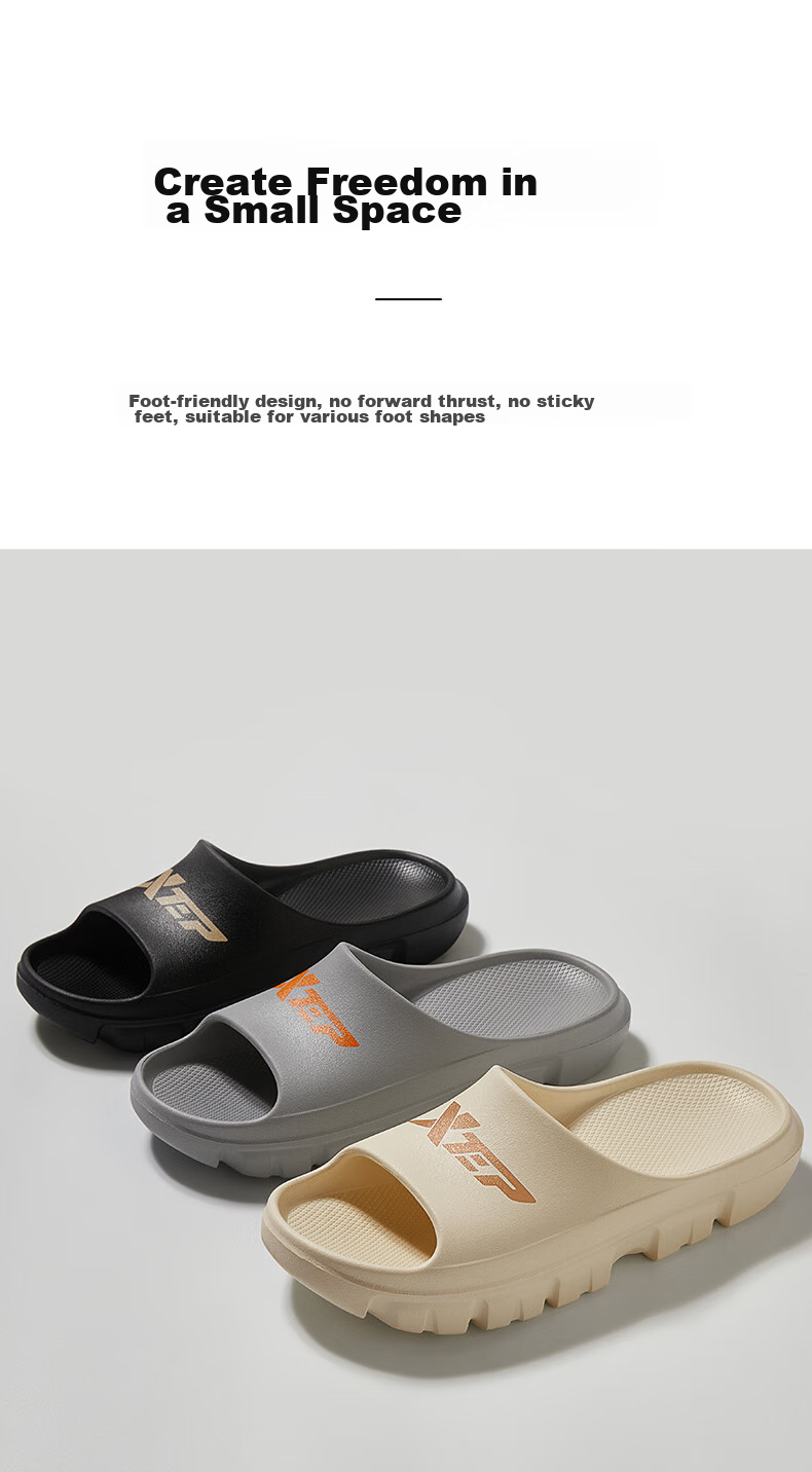 XTEP Sports Slippers, Couple's Slide Sandals, Summer Shoes, Women's Outdoor Sandals, Ladies' A041 White, Size 39-40 6