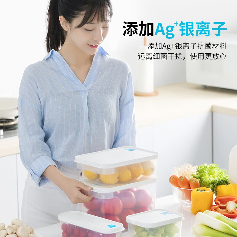 CHAHUA Refrigerator Storage Container, Travel Picnic Box, Storage Box, Ag+ Antibacterial Sealed Leakproof Refrigeration 2600ml