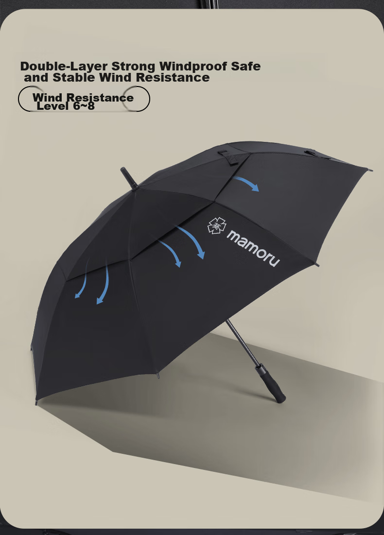 MAMORU Straight Handle Thick Umbrella, Large Size Windproof Automatic Umbrella for Men, Business Use, Black, 135cm 7