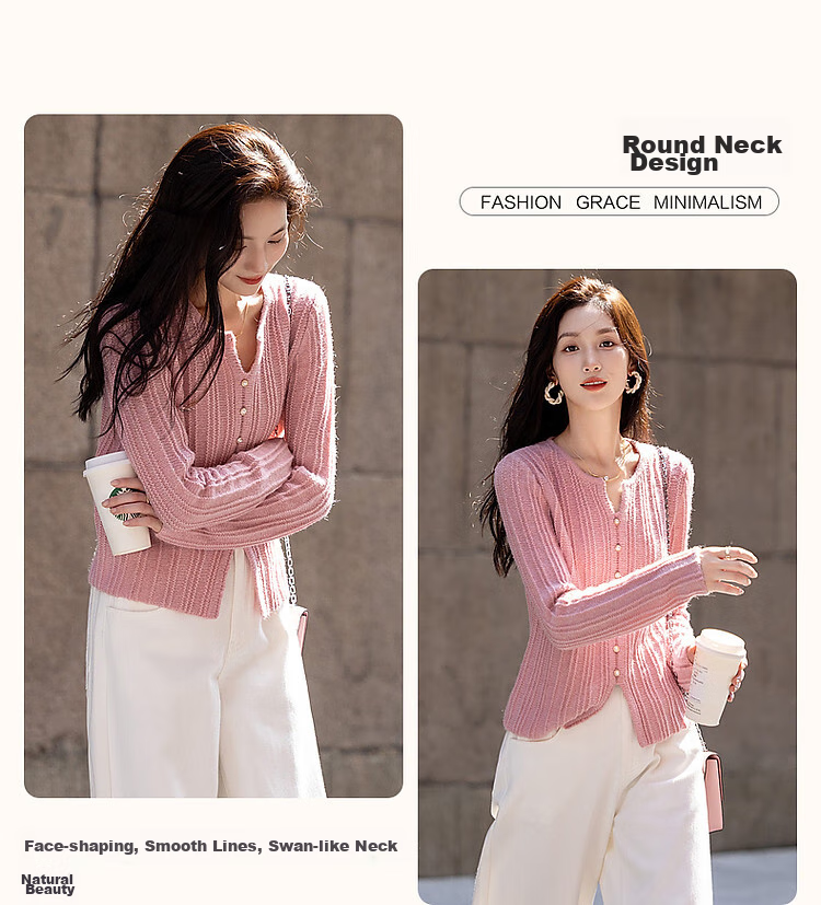 Dme [Mijingqingshu] Spring And Autumn Simple Style Sweater with Wool, Commuter Pullover Round Neck, Concealing Comfortable Knit Top for Wome 6
