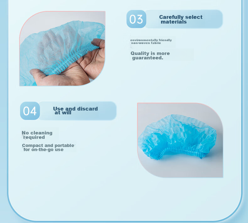 Gongpinxing Disposable Head Cover, Dust-Free Cap Cover, Strip-Shaped Cap Isolation Cap, Blue, 100 Pieces Per Pack 9