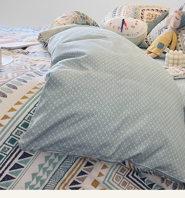 I-WILL All-Cotton Instagram-Style Printed Duvet Cover And Bed Sheet Set, Spring And Summer Bohemian Style Pure Cotton Bedding Set for 1.8/2.0m Bed 6