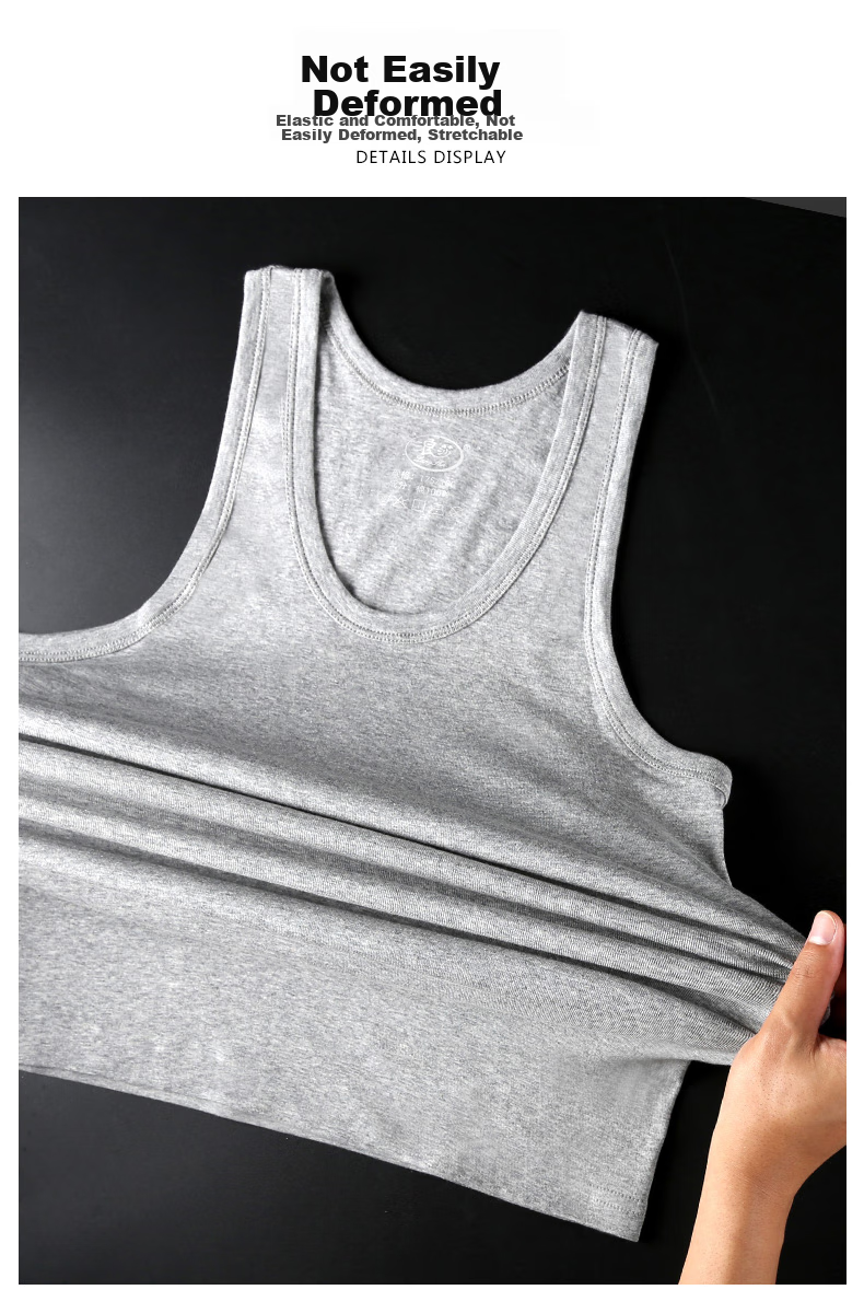 LangSha Pure Cotton Tank Top for Men, Summer Lightweight Sleeveless Casual Sports Sweat-Wicking Breathable Undershirt 14
