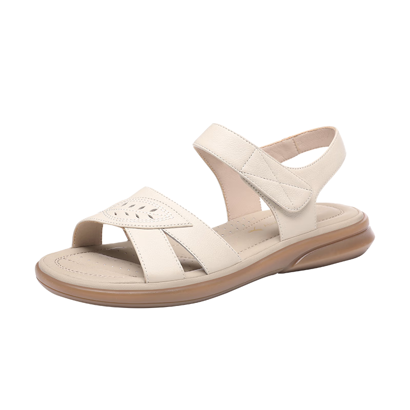 Red Dragonfly Leather Sandals Summer Soft Sole Comfortable Mom Shoes Women Wedge Soft Leather Beach Shoes WTK233142