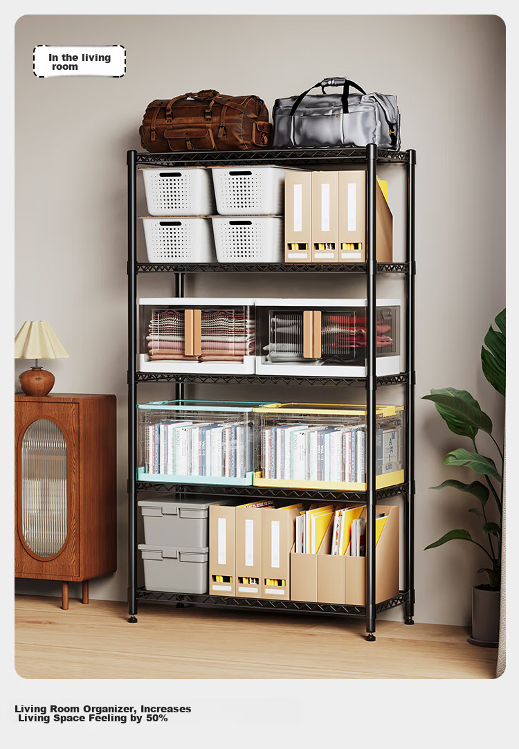 QIAONAMEI Kitchen Storage Rack, Floor-Standing Storage Shelf, Multi-Layer Shelving Unit, Household Organizer Rack, Living Room Storage Shelf, 60CM2392 21