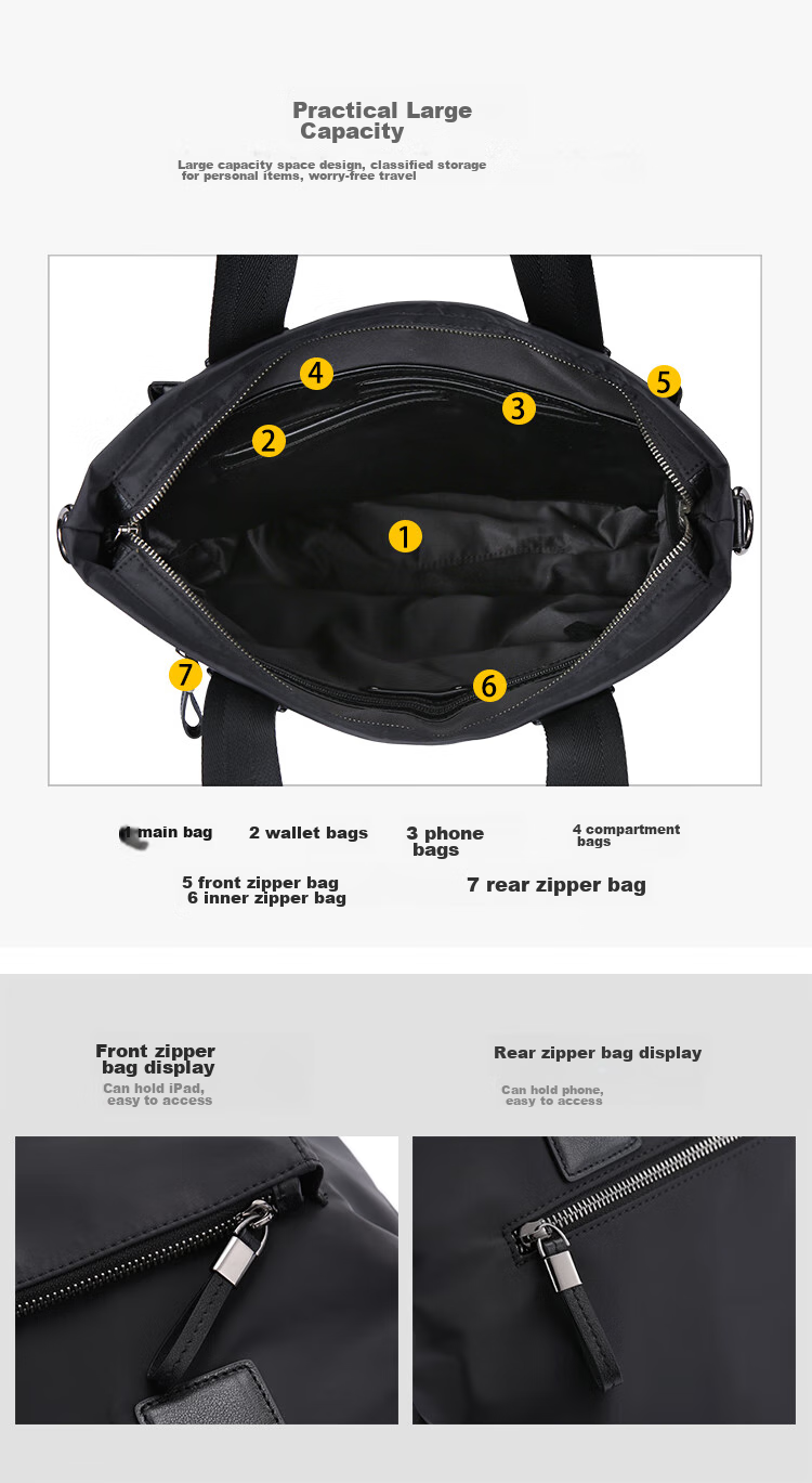 Pabojoe Men's Handbag, Business Briefcase, Large Capacity Laptop Bag, Document Bag, Shoulder Crossbody Bag 5