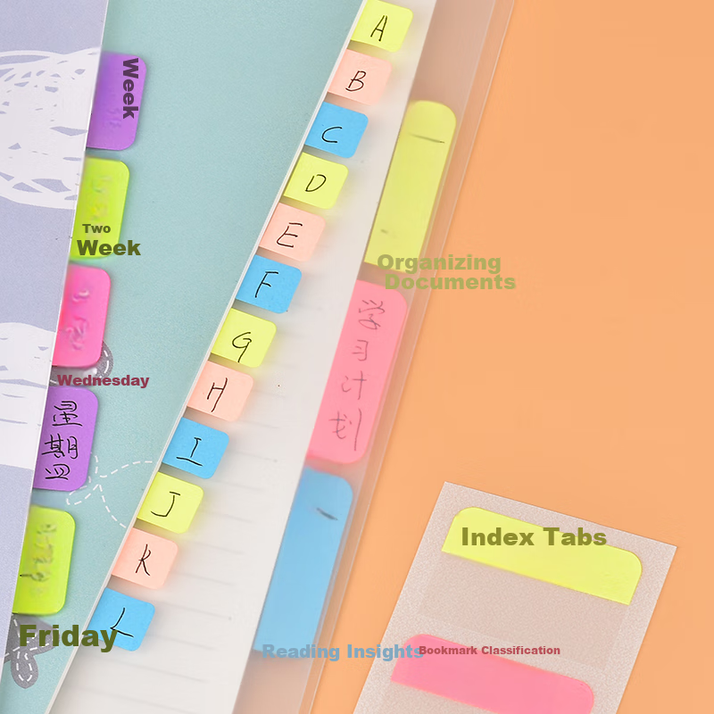 STICKN Fluorescent Index Labels, Sticky Notes, Classification Tags, 12*28mm Paper Labels, Easy to Write On, 96 Pieces, 3 Colors, 34042