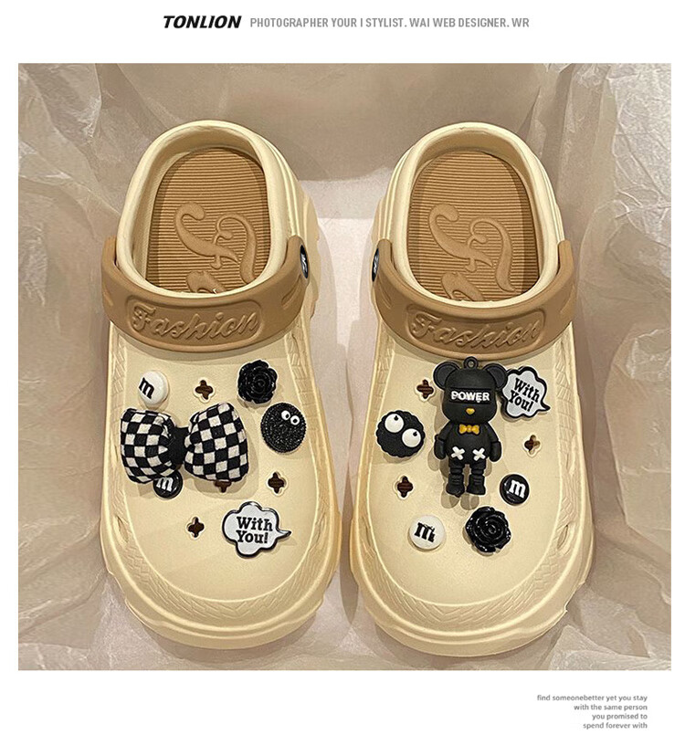 TonLion Women's Shoes 2026 Spring Summer Outdoor Sandals Ladies Closed-Toe Clogs Thick Sole Beach Shoes Black Size 40-41 7