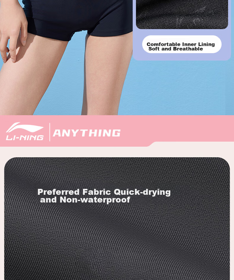 Li-Ning One-Piece Swimsuit for Women, Boyshort Style, Shaping Waist, Fashionable Gradient Color, High Elasticity, Breathable, Hot Spring Resort Swimwear, 481 Red And Blue, Size L 11
