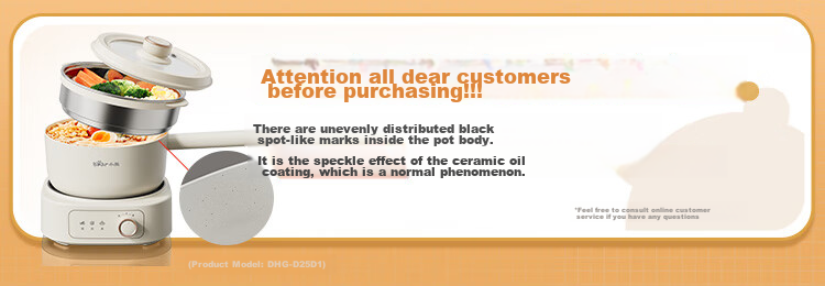 Bear Split Electric Cooking Pot, for 1-2 People, Dorm Small Electric Cooker, Can Boil Rice, Multifunctional Noodle Pot, 0 Coating Stainless Steel Household 1.7L with Steamer M17B3 1