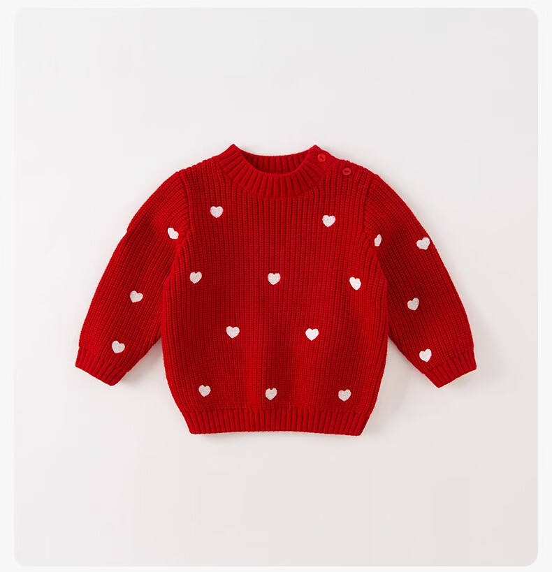 DAVE & BELLA Girls' Red Turtleneck Knit Sweater Autumn Winter Baby Stylish Pullover 2