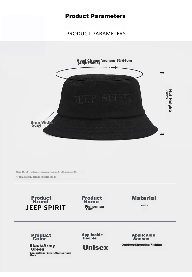 JEEP Men's Fashionable Versatile Trendy Fisherman Hat, Foldable, Suitable for Couples, Fishing Hat, Sports Cycling Outdoor Hat A0243 Camouflage Gray Adjustable Size 9