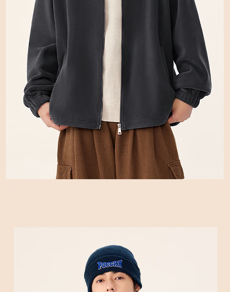 MINISO Fleece Jacket for Men, Winter Warm Coat, Fleece-Lined Cardigan Inner Liner Jacket, Black, M 10