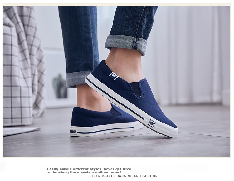 Warrior Men's Canvas Shoes, Low-Top Versatile Casual Shoes, Simple Slip-On Outdoor Sneakers, WXY-903, Black, Size 41 10