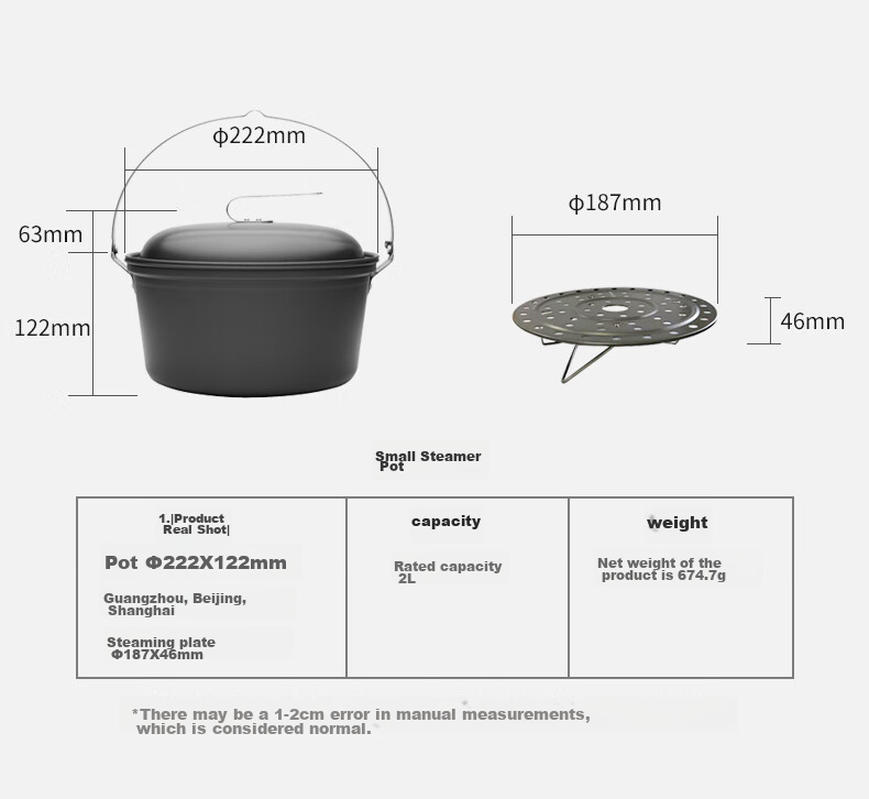 FIRE-MAPLE Mini Hanging Steamer Pot Outdoor Hanging Steamer with Steaming Tray Wild Camping Steam Cooker Single-Pot Soup Pot Hot Pot 5