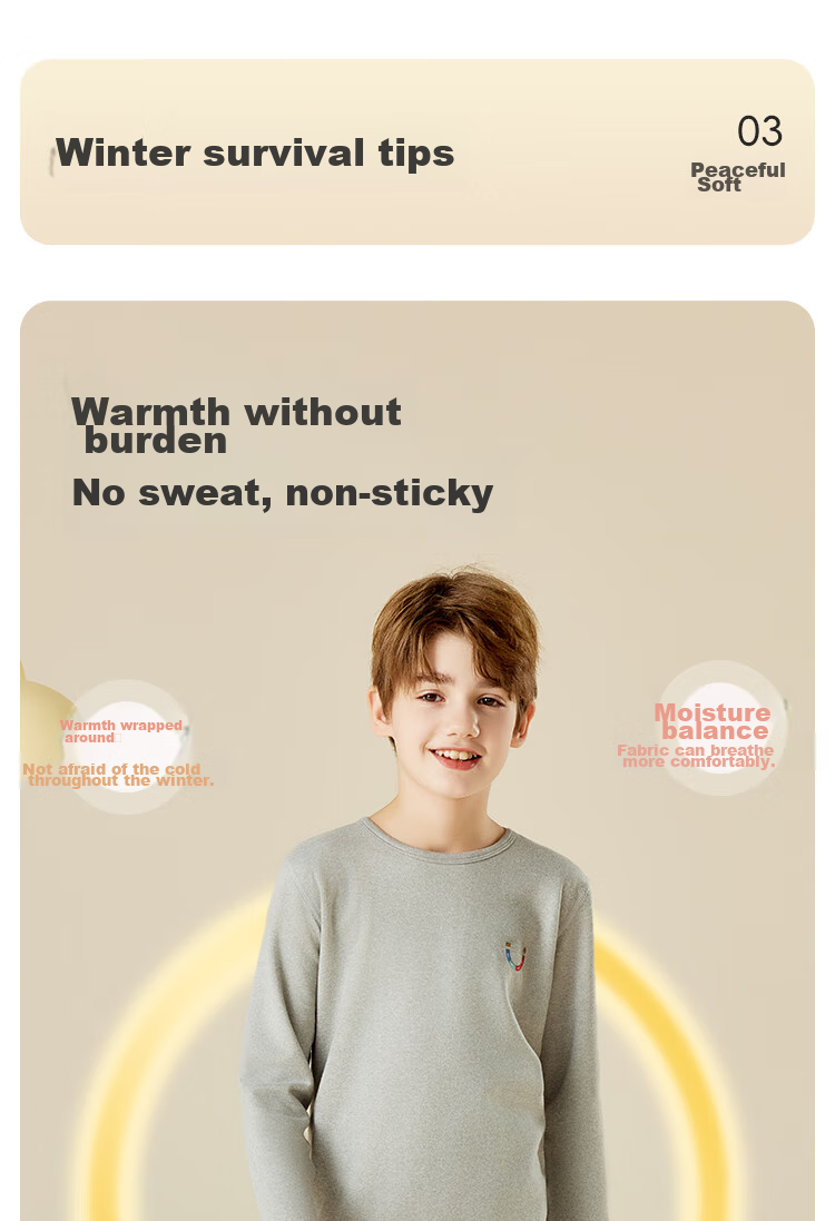 LangSha [Containing Wool And Silk] Children's Thermal Underwear, Boys And Girls Autumn And Winter Thermal Top And Bottom, Baby School Uniform Essential Set 7