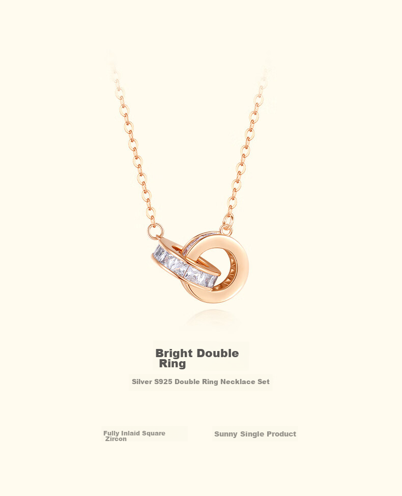 CHOW TAI SENG Interlocking Pure Silver Necklace for Women, 2026 New Light Luxury High-End Birthday Gift for Best Friend Or Girlfriend 2