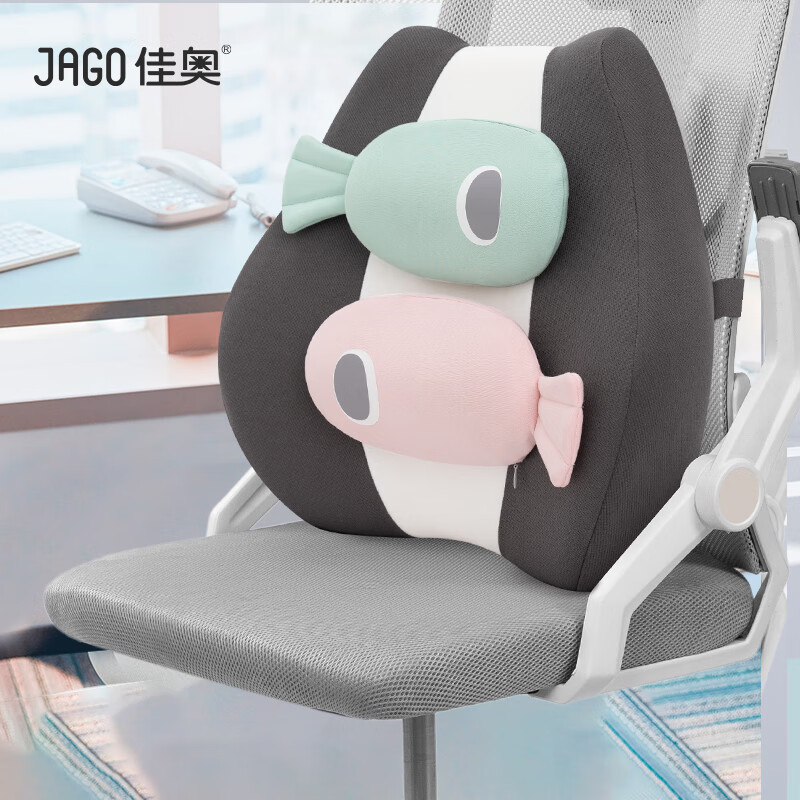 JAGO Lumbar Support Cushion, Office Ergonomic Back Support, Memory Foam, Breathable, Comfortable, Long-Sitting Aid, Suitable for Home And Car Use