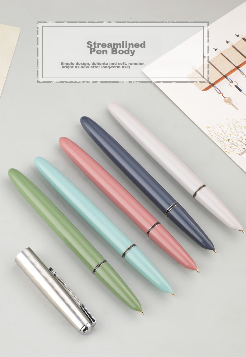 HERO Fountain Pen 616 Small Size Vintage Iridium Student Daily Writing Practice Ink Pen Dark Nib F Morandi Gree 6