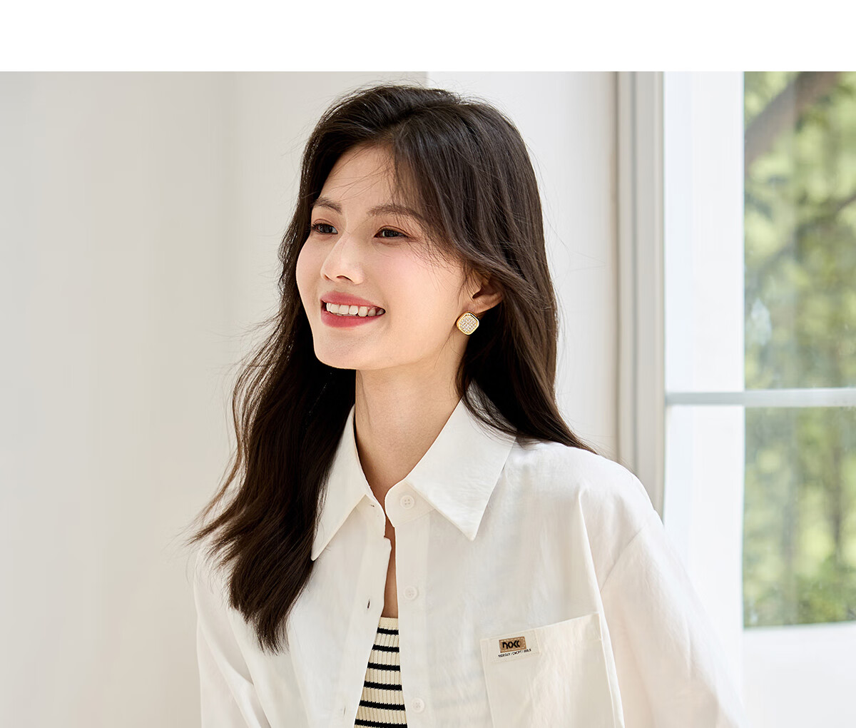 Taxiang Long-Sleeve Shirt for Women, Office Wear, Commuter White Shirt, Casual Loose Versatile Blouse Cardigan T141C2720 17