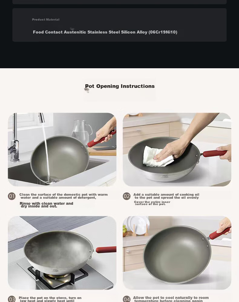 Kobach Wok, Non-Coated Titanium Shield Non-Stick Pan, Low-Smoke Flat-Bottom Cooking Pan for Home Use, Compatible with Induction Cooker And Open Flame 16