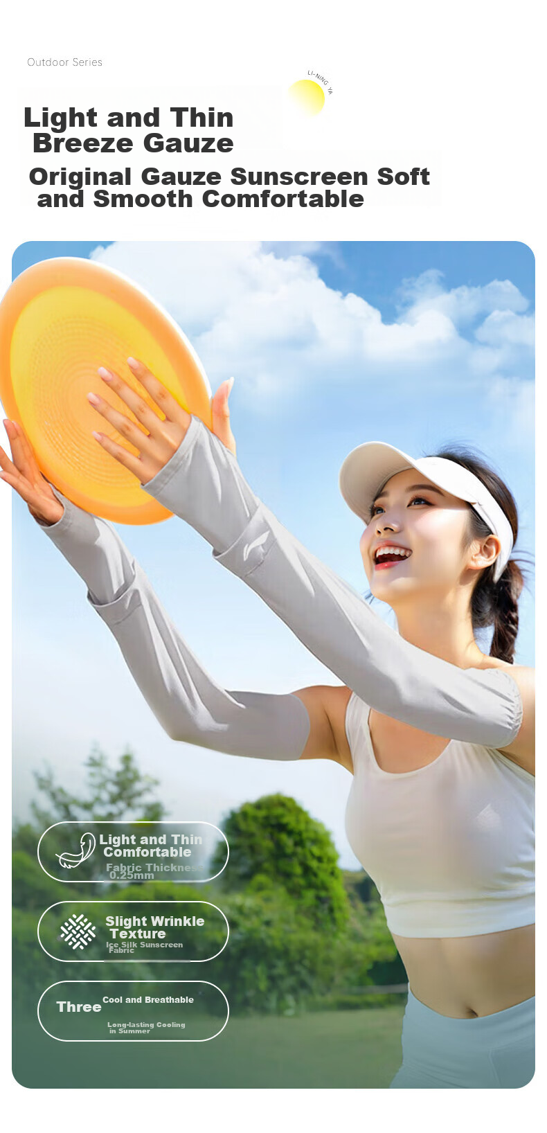 Li-Ning Sun Protection Arm Sleeves Ice Silk Arm Covers for Men And Women, UV Protection Loose Cycling Fishing Arm Guards 4