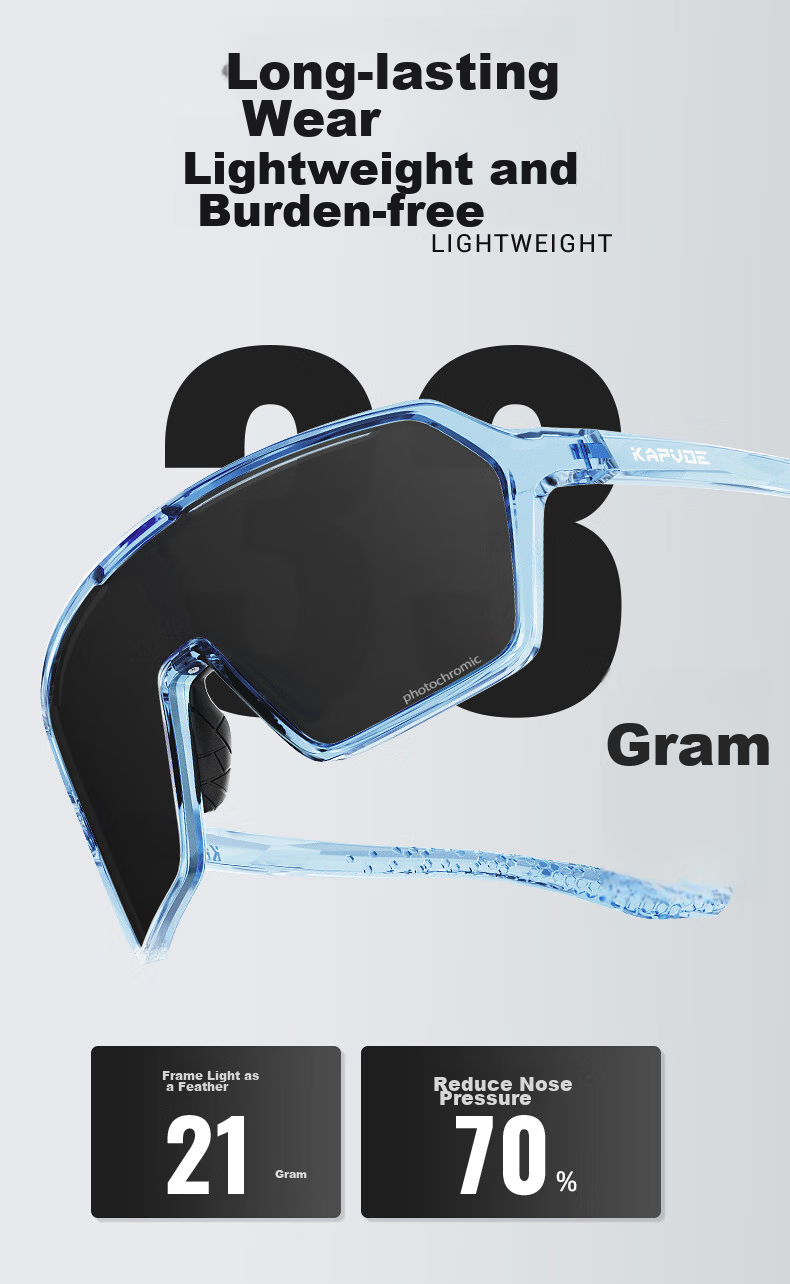 KAPVOE Cycling Glasses for Day And Night Use, Windproof And Sandproof Photochromic Glasses for Road Bikes, Protective Eyewear for Men And Wome 9