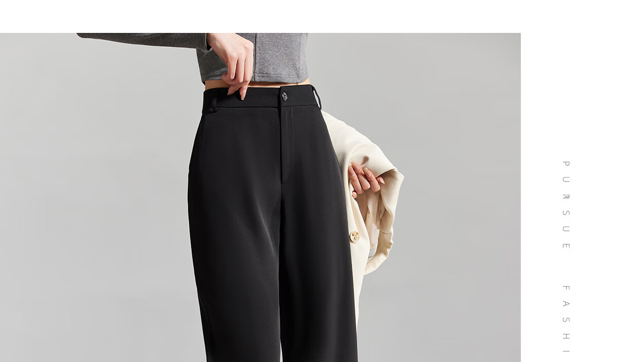 Chushen Women's High-Waisted Wide-Leg Pants, Black Casual Trousers with Draping Effect for Slimming, S137K5866, Size XL 14